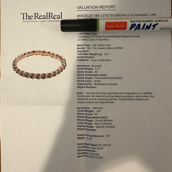 Gubelin (swiss brand) Elegant 18k Gold and Green Emerald Bracelet- 32.7grams - Picture 8 of 10